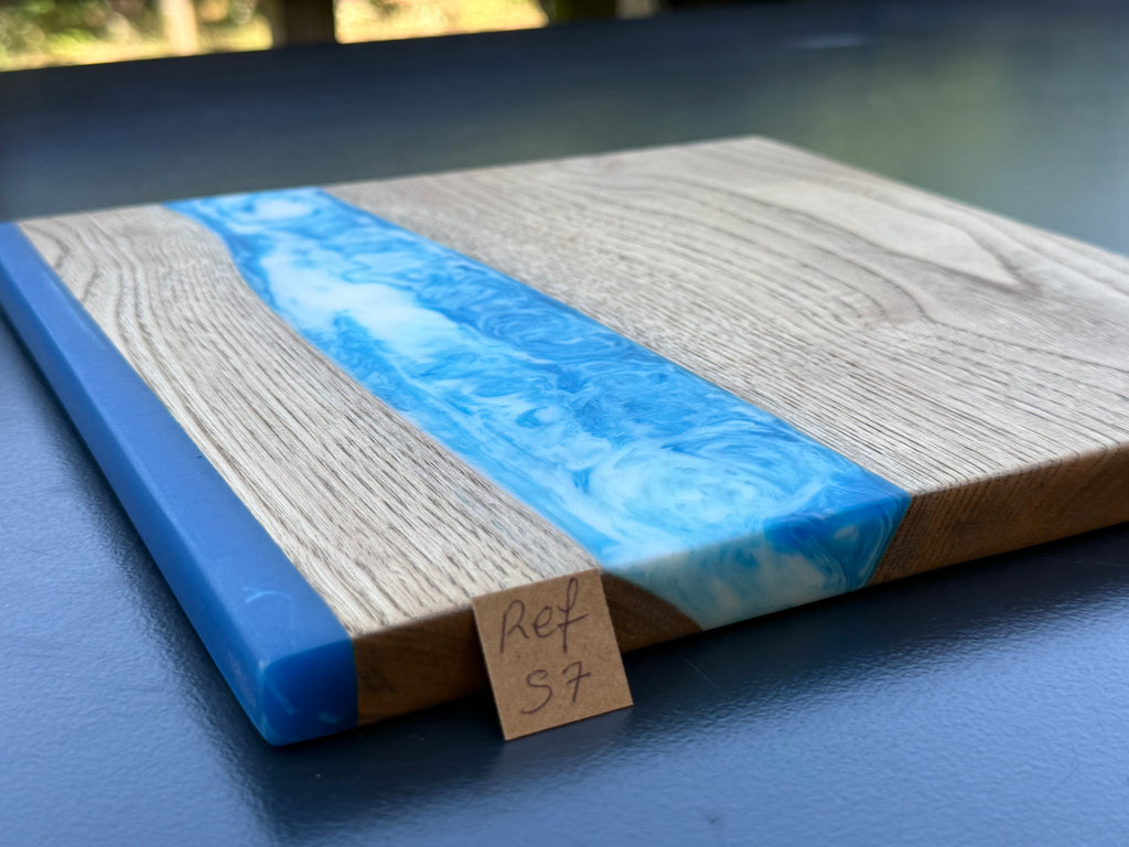 Plateau en Bois et Résine Bleue - Réf S7